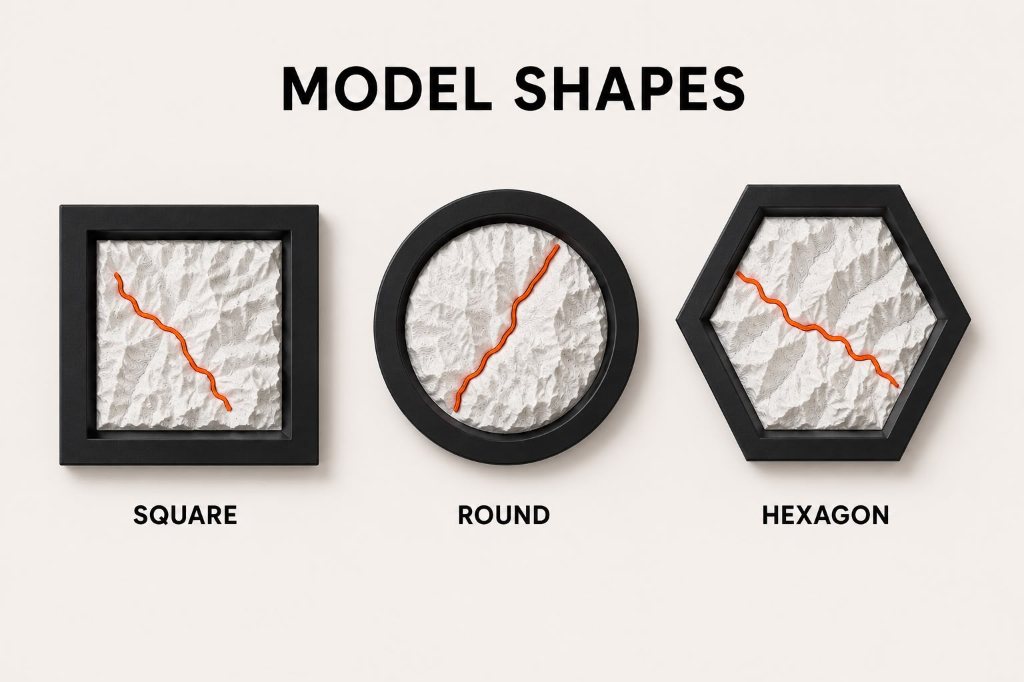 Square, Round, and Hexagon Model Shapes